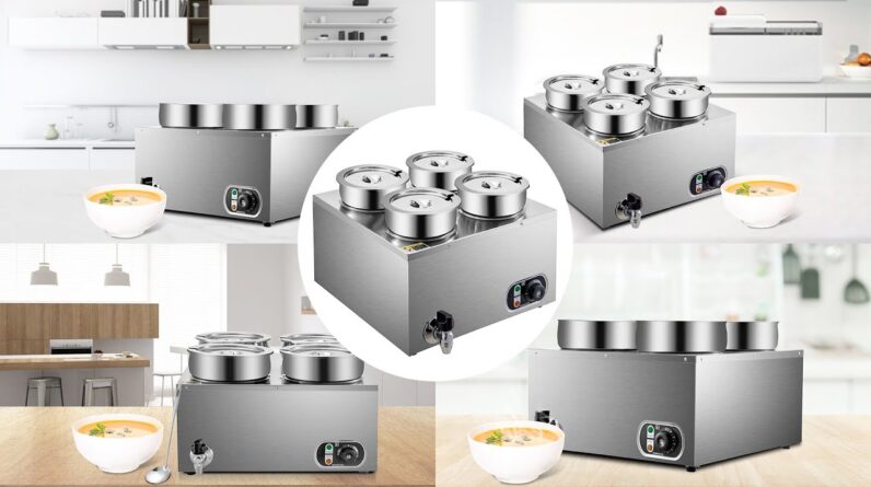 Vevor 1500w Commercial Food Warmer With 4x7l Pots Countertop Steam Soup Kitchen